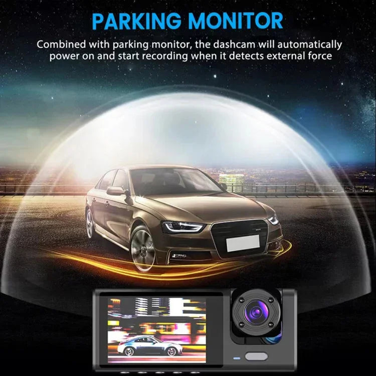 Enregistreur de conduite voiture A1 HD vidéo à 3 lentilles avec vision nocturne, caméra de recul, A1