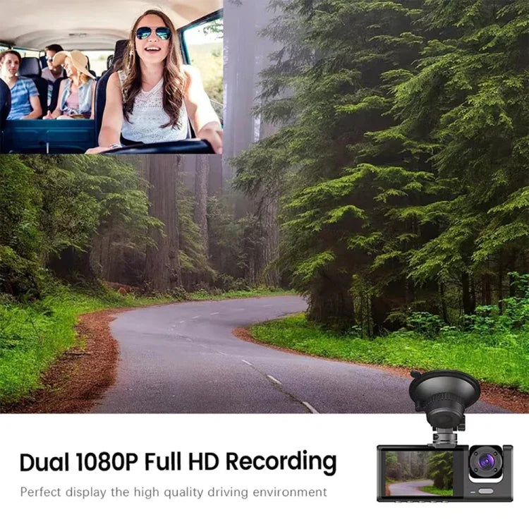 Enregistreur de conduite voiture A1 HD vidéo à 3 lentilles avec vision nocturne, caméra de recul, A1