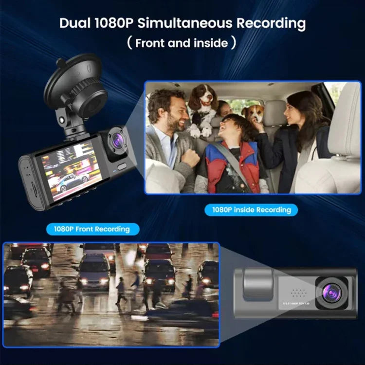Enregistreur de conduite voiture A1 HD vidéo à 3 lentilles avec vision nocturne, caméra de recul, A1