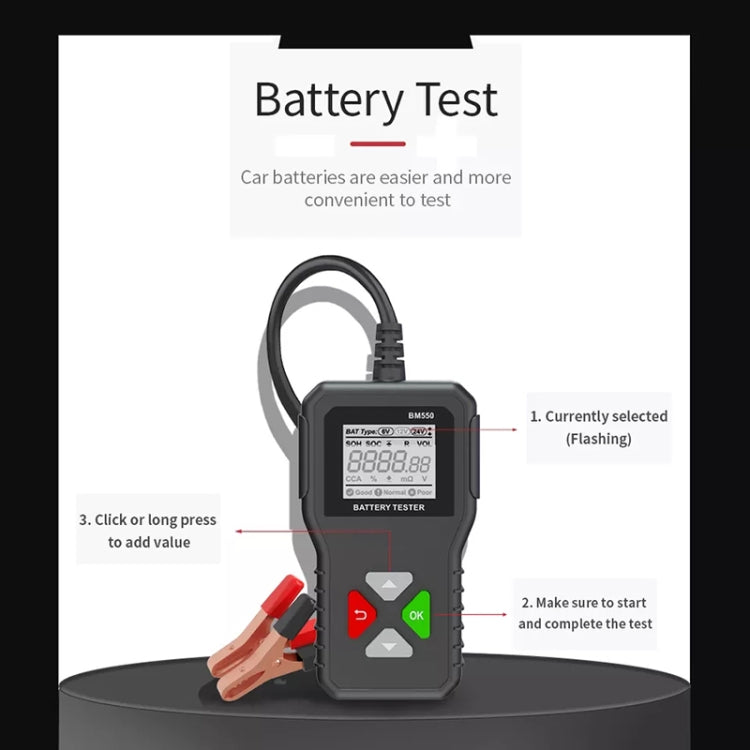 BM550 6V / 12V / 24V 3 in 1 Battery Tester Analyzer Battery Life Detector, BM550