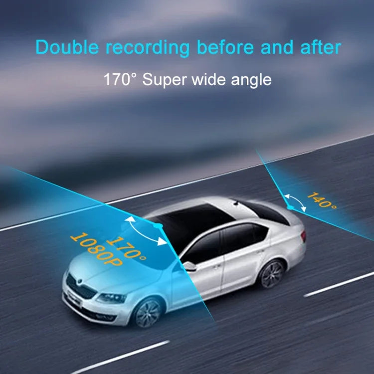 Enregistreur de conduite voiture avec double caméra avant et arrière F9, vision nocturne infrarouge HD, avant et arrière