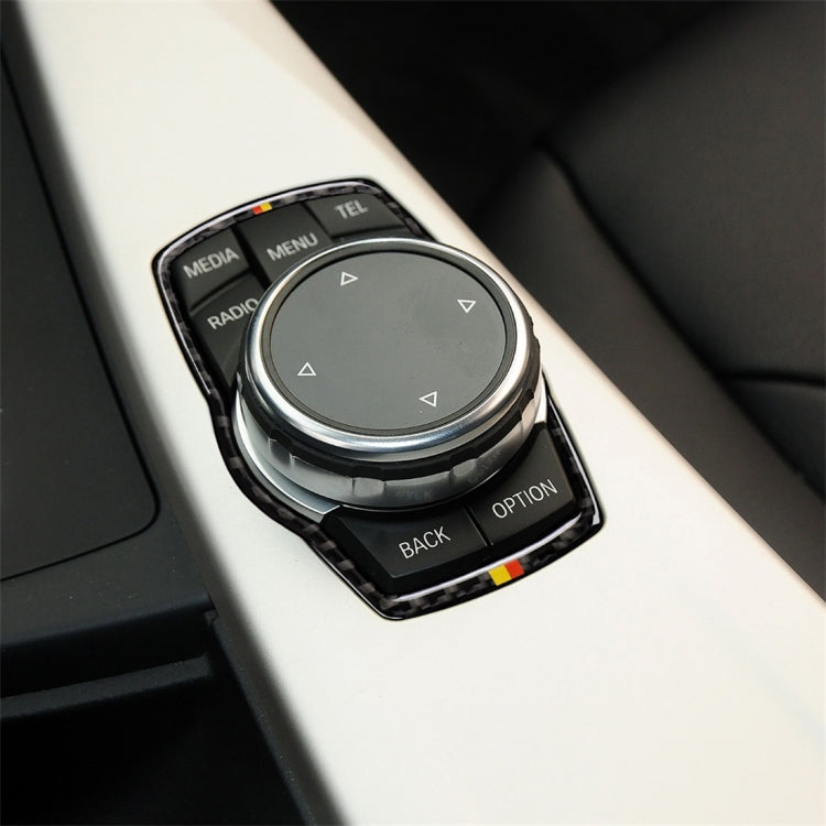 Orange Red Color Carbon Fiber Car Multimedia Frame Decorative Sticker for BMW X3 / X4 / X5 / X6 / F07 / F10 / F15 / F16 / F20 / F25 / F26 / F30 / F34, Multimedia Frame (Orange Red Color)