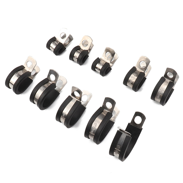 10 PCS Car Rubber Cushion Pipe Clamps Stainless Steel Clamps, Size: 2 inch (50mm), Size: 2 inch (50mm)