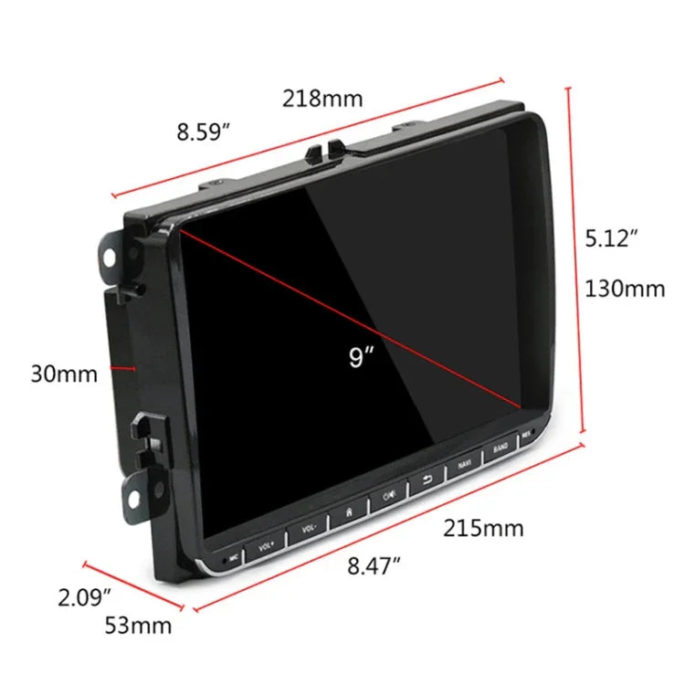 CKVW92 Lecteur MP5 de voiture Android 6.0 2 DIN HD 9 pouces avec navigation GPS, multimédia, Bluetooth, radio stéréo pour Volkswagen, prend en charge la FM et la fonction Mirror Link, version carte Europe, version carte Europe