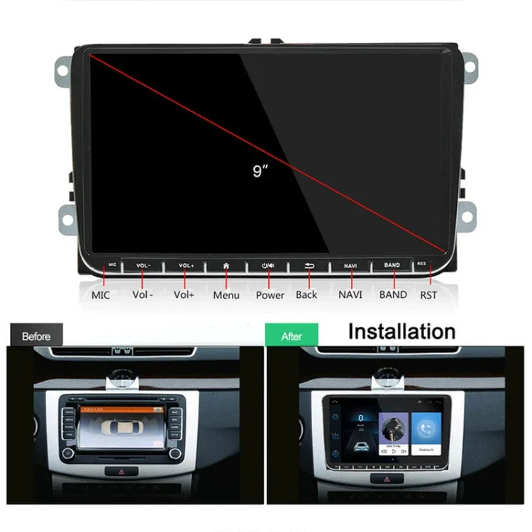 CKVW92 Lecteur MP5 de voiture Android 6.0 2 DIN HD 9 pouces avec navigation GPS, multimédia, Bluetooth, radio stéréo pour Volkswagen, prend en charge la FM et la fonction Mirror Link, version carte Europe, version carte Europe