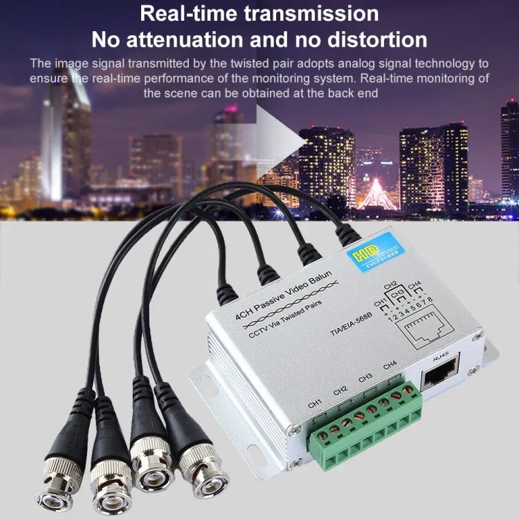 HD204A-F HD-CVI/TVI/AHD CCTV Balun Vidéo Passif UTP 4 Canaux, HD204A-F