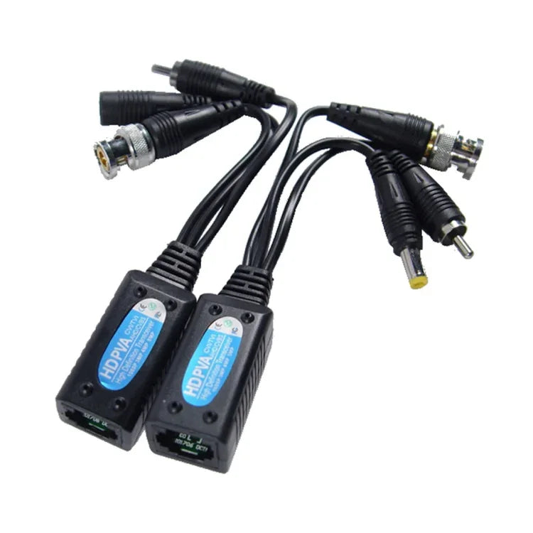 2 PCS Anpwoo 500PVA Balun 3 en 1 Alimentation + Vidéo + Audio Raccordable HD-CVI/AHD/TVI Émetteur-Récepteur Passif Torsadé, 500PVA