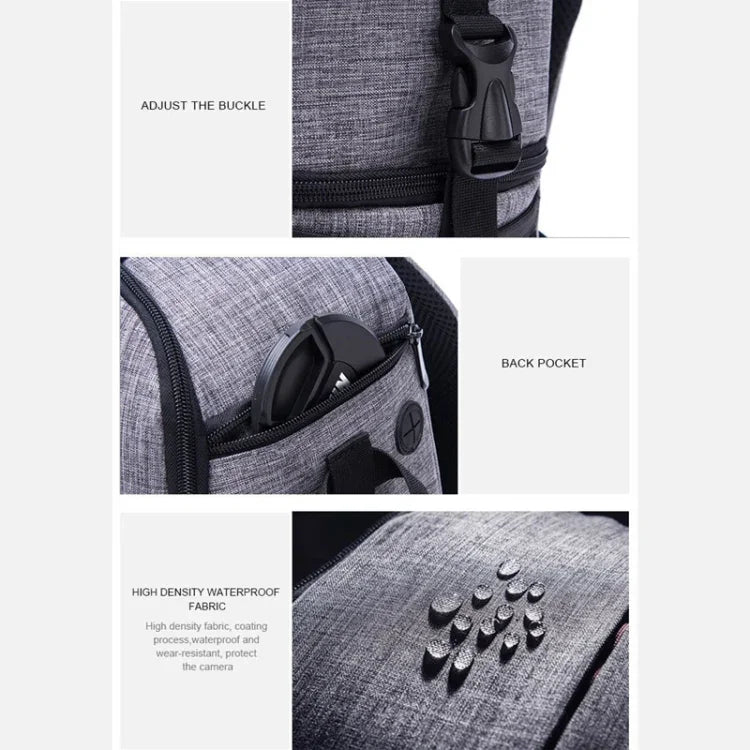 Sac à dos bandoulière multifonctionnel en nylon imperméable, rembourré et antichoc, pour appareils photo reflex numériques Nikon et Canon.