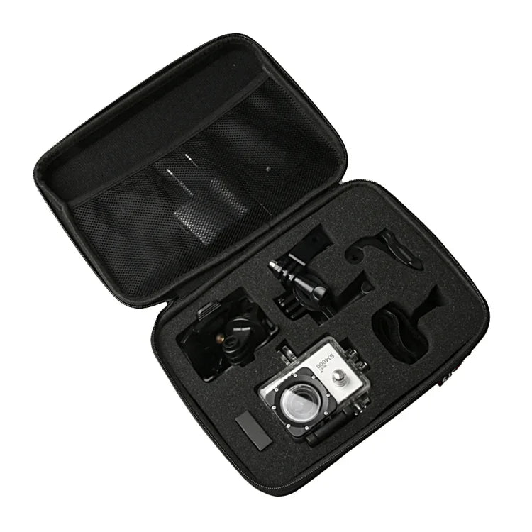 Sacoche de transport portable antichoc, incassable et résistante à l'usure pour caméras d'action sportives SJCAM SJ4000 / SJ5000 / SJ6000 / SJ7000 / SJ8000 / SJ9000, perches à selfie et autres accessoires. Dimensions : 22 × 16 × 6 cm.