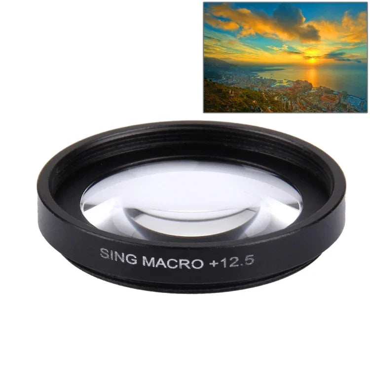 Filtre macro professionnel JUNESTAR 37 mm 12,5x + capuchon de protection pour objectif, compatible avec les caméras d'action GoPro et Xiaomi Xiaoyi Yi Sport. Objectif macro 12,5x.