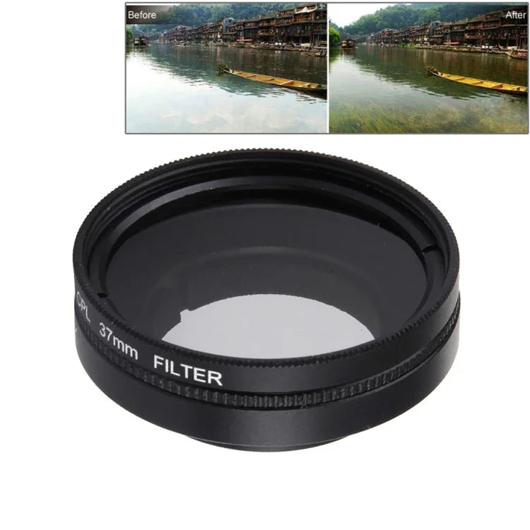 JUNESTAR pour caméra d'action sport 4K Xiaomi Xiaoyi Yi II : filtre CPL professionnel 37 mm + capuchon de protection d'objectif.