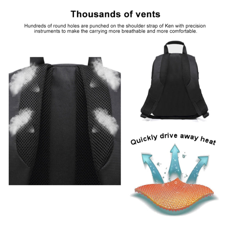 Sac à dos portable INDEPMAN DL-B012 pour appareils photo et accessoires de sport outdoor, compatible avec GoPro, SJCAM, Nikon, Canon, Xiaomi Xiaoyi YI. Dimensions : 27,5 × 12,5 × 34 cm.