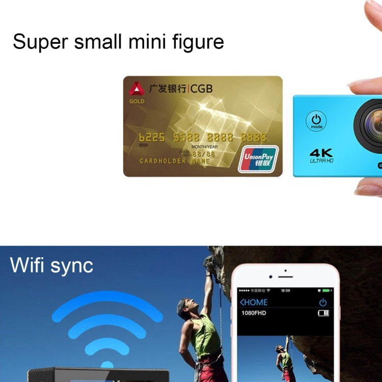 Caméra d'action sport F60 écran 2,0 pouces grand angle 170 degrés WiFi avec boîtier étanche, support carte Micro SD 64 Go, F60 (Jaune), F60 (Blanc), F60 (Argent), F60 (Magenta), F60 (Bleu), F60 (Or), F60 (Noir)