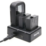 Chargeur double pour batteries + chargeur avec télécommande et câble USB pour GoPro HERO7 Black /6 /5 (AHDBT-501), batteries non incluses.
