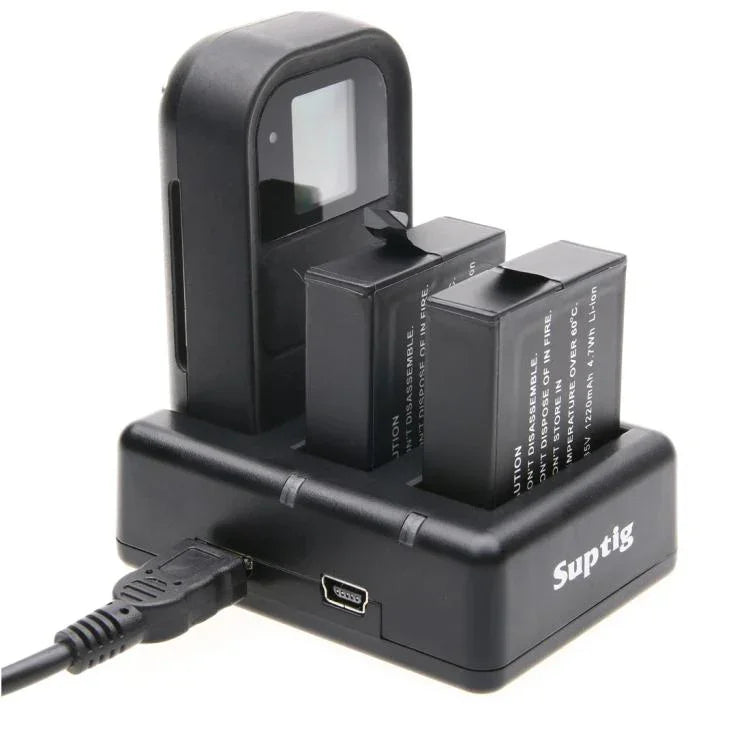 Chargeur double pour batteries + chargeur avec télécommande et câble USB pour GoPro HERO7 Black /6 /5 (AHDBT-501), batteries non incluses.