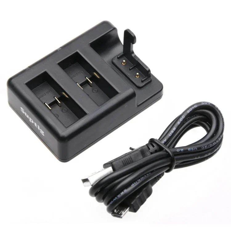 Chargeur double pour batteries + chargeur avec télécommande et câble USB pour GoPro HERO7 Black /6 /5 (AHDBT-501), batteries non incluses.