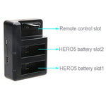 Chargeur double pour batteries + chargeur avec télécommande et câble USB pour GoPro HERO7 Black /6 /5 (AHDBT-501), batteries non incluses.