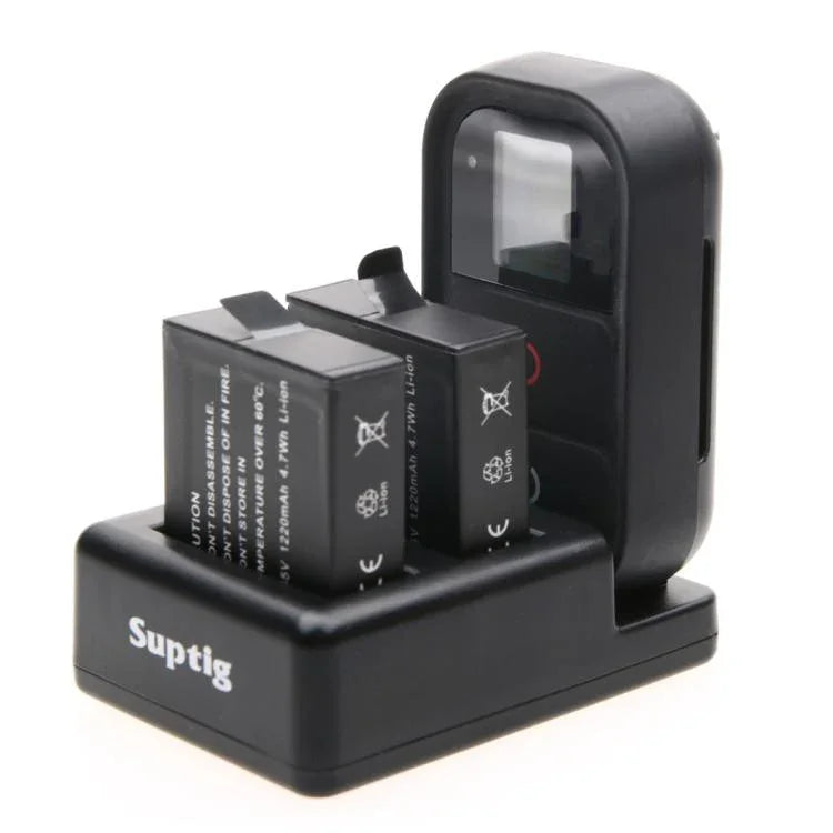 Chargeur double pour batteries + chargeur avec télécommande et câble USB pour GoPro HERO7 Black /6 /5 (AHDBT-501), batteries non incluses.