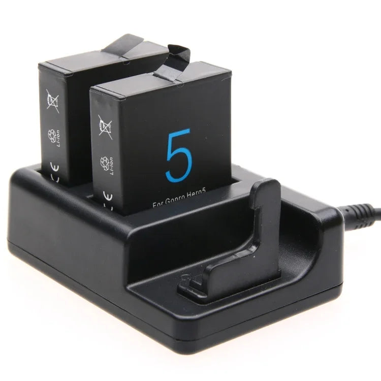 Chargeur double pour batteries + chargeur avec télécommande et câble USB pour GoPro HERO7 Black /6 /5 (AHDBT-501), batteries non incluses.