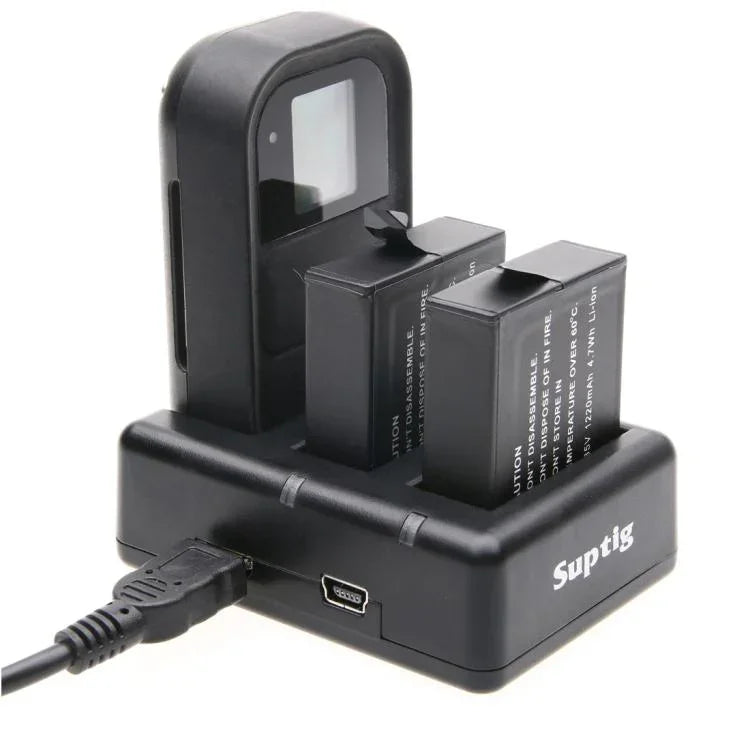 Chargeur double pour batteries + chargeur avec télécommande et câble USB pour GoPro HERO7 Black /6 /5 (AHDBT-501), batteries non incluses.