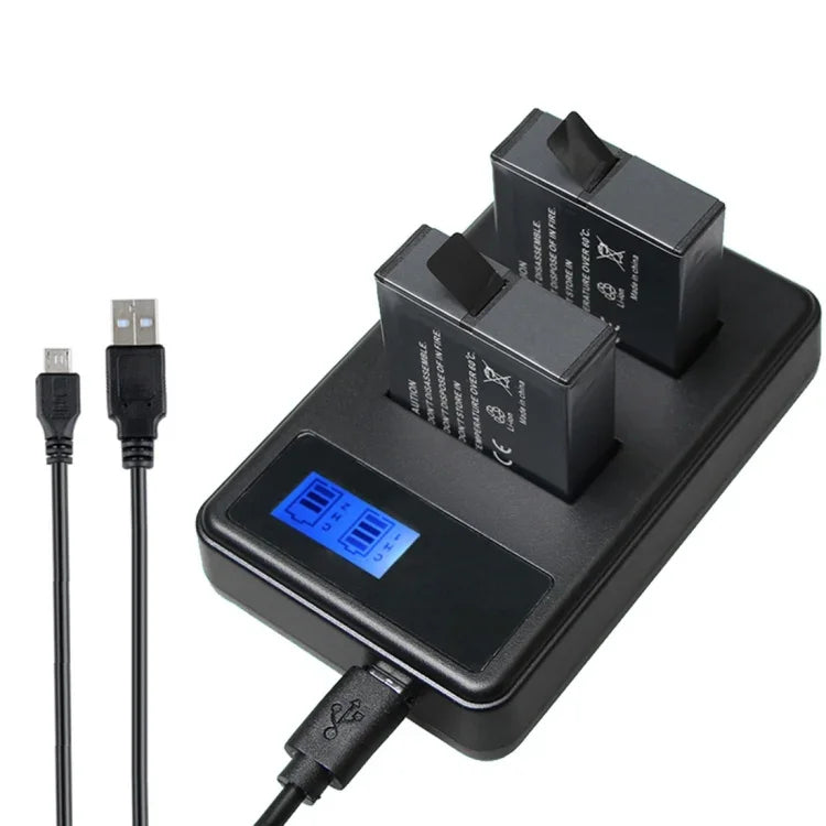 Chargeur double batterie AHDBT-501 avec écran LCD et affichage de la capacité de charge pour GoPro HERO5