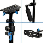 Stabilisateur portatif en aluminium YELANGU S60L 61 cm pour appareils photo reflex numériques et caméscopes