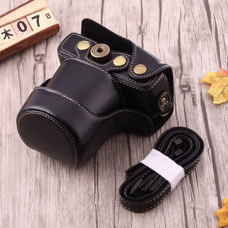 Étui intégral en cuir PU avec bandoulière pour Canon EOS M10
