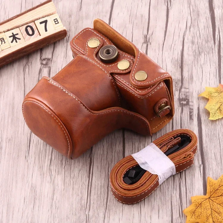 Étui intégral en cuir PU avec bandoulière pour Canon EOS M10