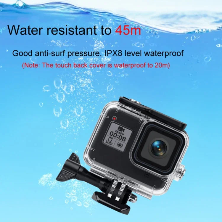 Étui étanche à 45 m + coque arrière tactile pour GoPro HERO8 Black, Étui + coque tactile pour GoPro8