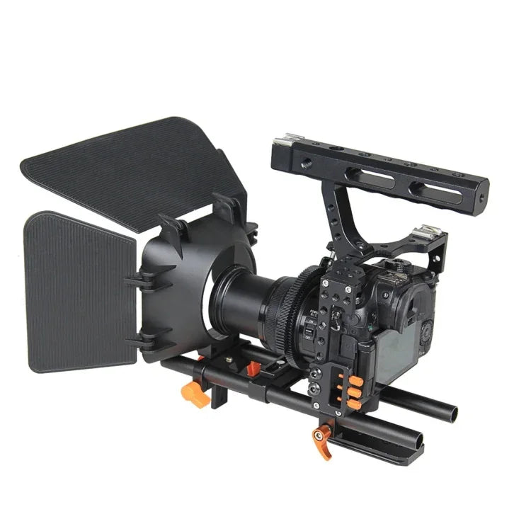 Le kit cage YELANGU YLG1105A A7 comprend un stabilisateur de cage pour caméra vidéo, un système de mise au point et un matte box pour Sony GH4 / A7S / A7 / A7R / A72 / A7RII / A7SII / A6000 / A6500 / A6300 / A7R3 / A7S3 / A7R4.
