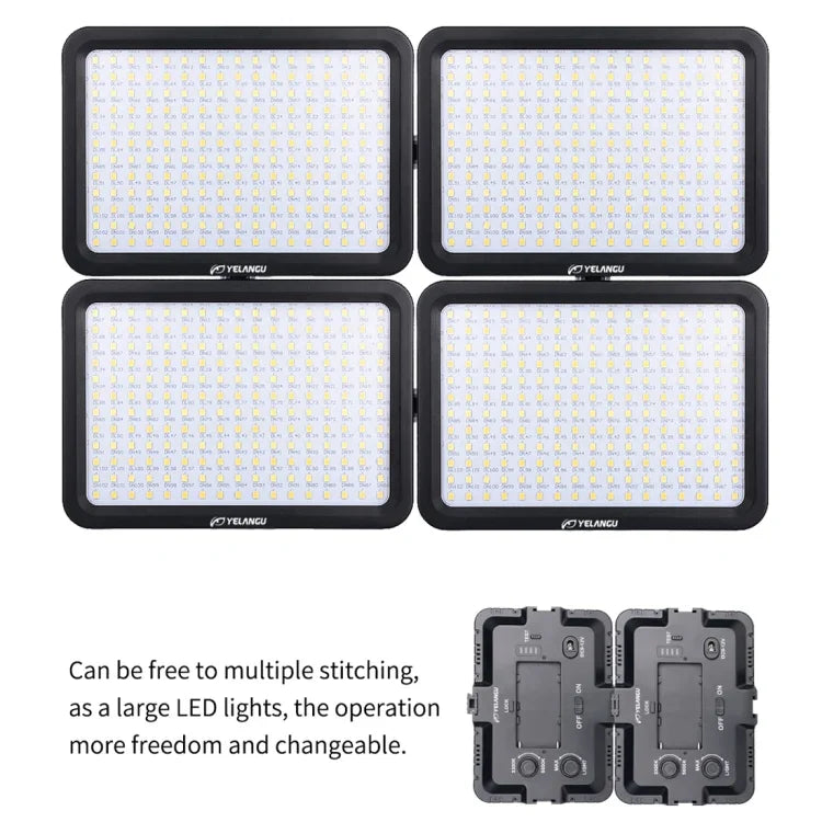 YELANGU YLG0504B 204 LED 1000LM 3300-5600K Sans polariseur, éclairage de studio à intensité variable pour la vidéo et la photo, compatible avec les appareils photo reflex numériques Canon, Nikon et autres.