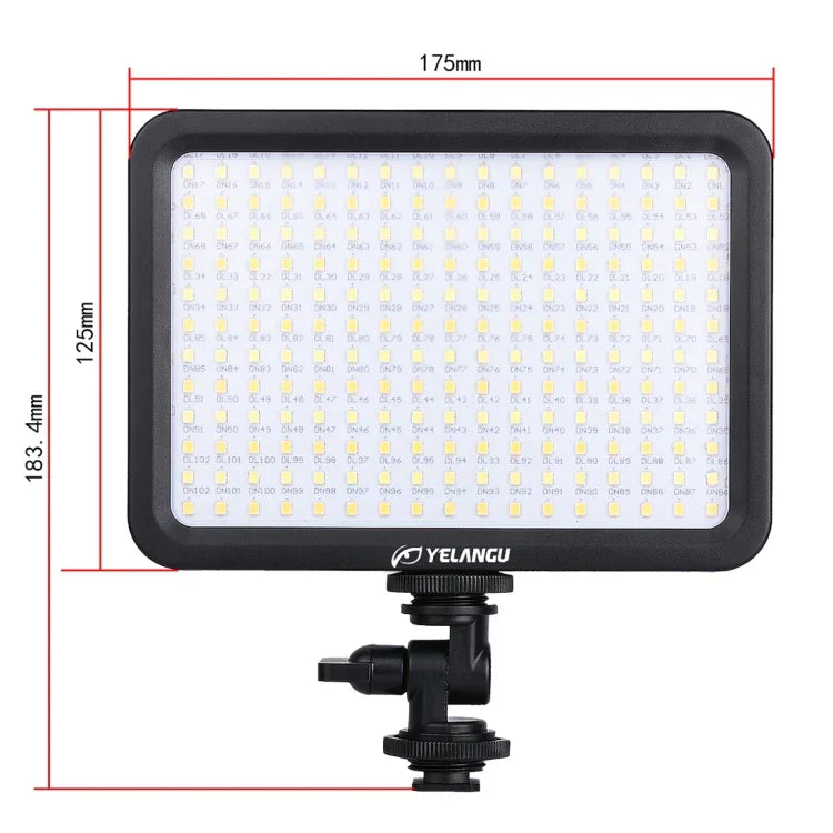YELANGU YLG0504B 204 LED 1000LM 3300-5600K Sans polariseur, éclairage de studio à intensité variable pour la vidéo et la photo, compatible avec les appareils photo reflex numériques Canon, Nikon et autres.