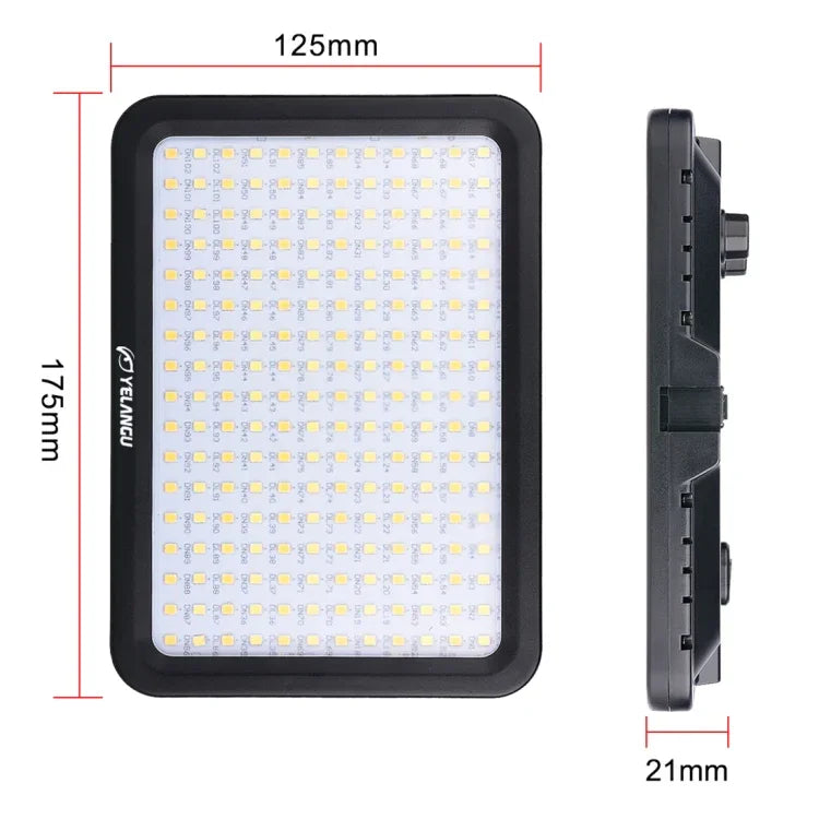 YELANGU YLG0504B 204 LED 1000LM 3300-5600K Sans polariseur, éclairage de studio à intensité variable pour la vidéo et la photo, compatible avec les appareils photo reflex numériques Canon, Nikon et autres.