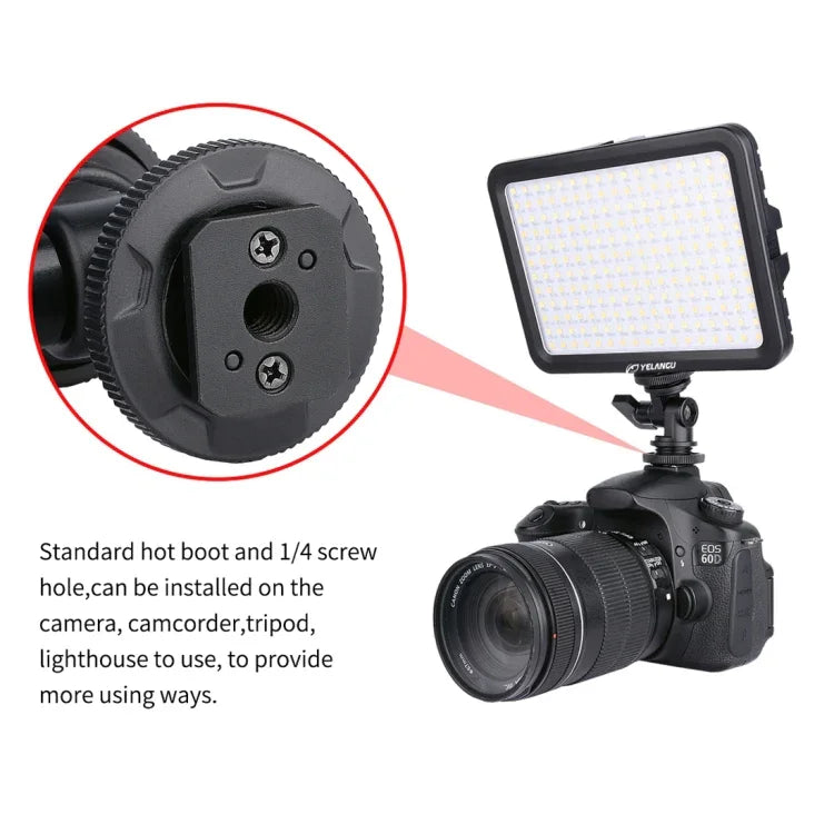 YELANGU YLG0504B 204 LED 1000LM 3300-5600K Sans polariseur, éclairage de studio à intensité variable pour la vidéo et la photo, compatible avec les appareils photo reflex numériques Canon, Nikon et autres.