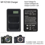 Chargeur de batterie double canal avec écran LCD numérique et port USB pour batterie Sony NP-FZ100, compatible avec Sony A9 (ILCE-9), double batterie NP-FZ100