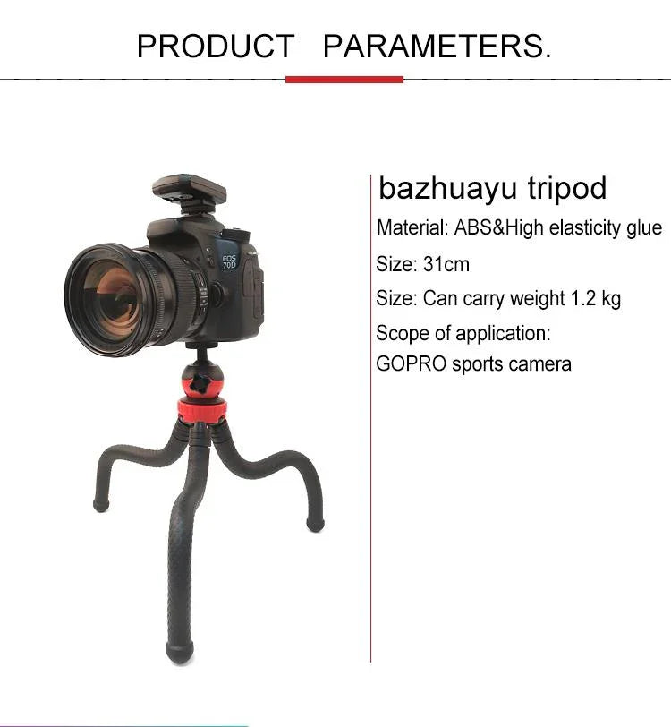 Mini support trépied flexible en forme de pieuvre avec pince pour téléphone, compatible avec iPhone, Galaxy, Huawei, GoPro, Insta360, DJI et autres caméras d'action, GP271