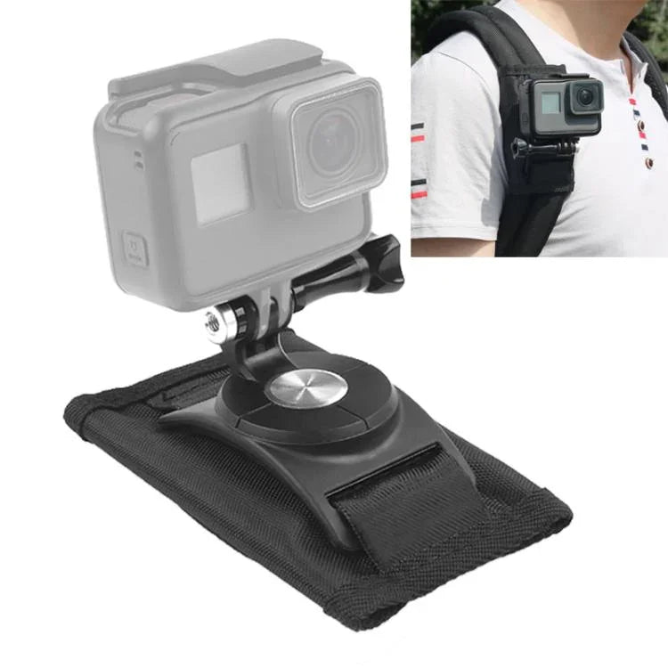 Support de sac à dos à bandoulière rotatif à 360 degrés avec sangle de fixation rapide pour GoPro, Insta360, DJI et autres caméras d'action