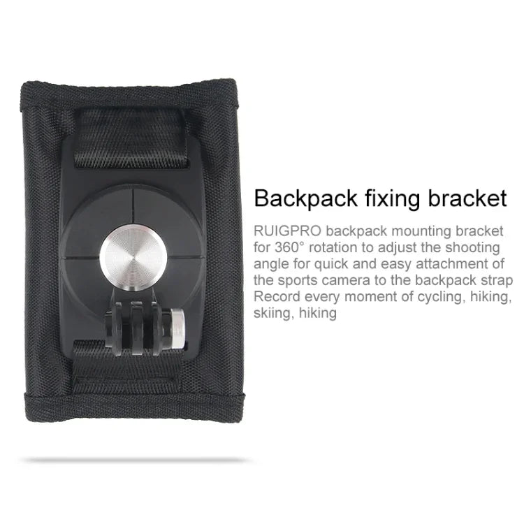 Support de sac à dos à bandoulière rotatif à 360 degrés avec sangle de fixation rapide pour GoPro, Insta360, DJI et autres caméras d'action