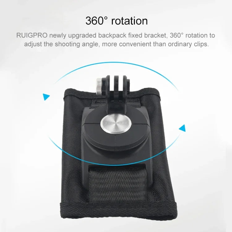 Support de sac à dos à bandoulière rotatif à 360 degrés avec sangle de fixation rapide pour GoPro, Insta360, DJI et autres caméras d'action