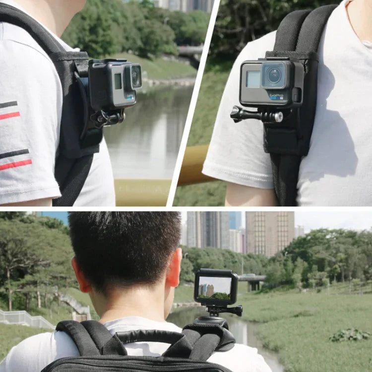 Support de sac à dos à bandoulière rotatif à 360 degrés avec sangle de fixation rapide pour GoPro, Insta360, DJI et autres caméras d'action