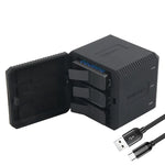 Boîtier de charge triple batterie RUIGPRO USB avec câble USB et indicateur LED pour GoPro HERO6/5