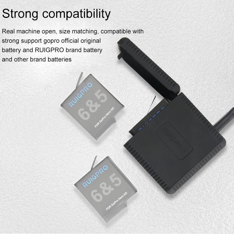 Boîtier de charge triple batterie RUIGPRO USB avec câble USB et indicateur LED pour GoPro HERO6/5