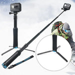 Trépied pliable et portable avec perche monopode pour selfies, compatible avec GoPro, Insta360, DJI et autres caméras d'action. Longueur : 23,5 à 81 cm. Marque : RUIGPRO.