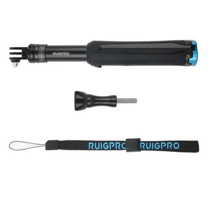 Trépied pliable et portable avec perche monopode pour selfies, compatible avec GoPro, Insta360, DJI et autres caméras d'action. Longueur : 23,5 à 81 cm. Marque : RUIGPRO.