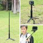 Trépied pliable et portable avec perche monopode pour selfies, compatible avec GoPro, Insta360, DJI et autres caméras d'action. Longueur : 23,5 à 81 cm. Marque : RUIGPRO.