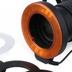 Lampe torche LED circulaire avec 48 LED et 6 bagues d'adaptation (49 mm/52 mm/55 mm/58 mm/62 mm/67 mm) pour objectif macro