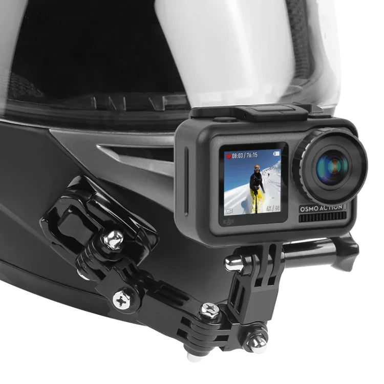 Kit de fixation adhésif multi-articulations pour casque de vélo avec boucle en J et vis, compatible avec GoPro, Insta360, DJI et autres caméras d'action.