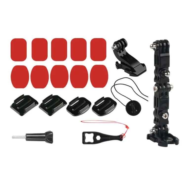 Kit de fixation adhésif multi-articulations pour casque de vélo avec boucle en J et vis, compatible avec GoPro, Insta360, DJI et autres caméras d'action.