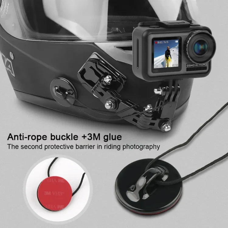 Kit de fixation adhésif multi-articulations pour casque de vélo avec boucle en J et vis, compatible avec GoPro, Insta360, DJI et autres caméras d'action.