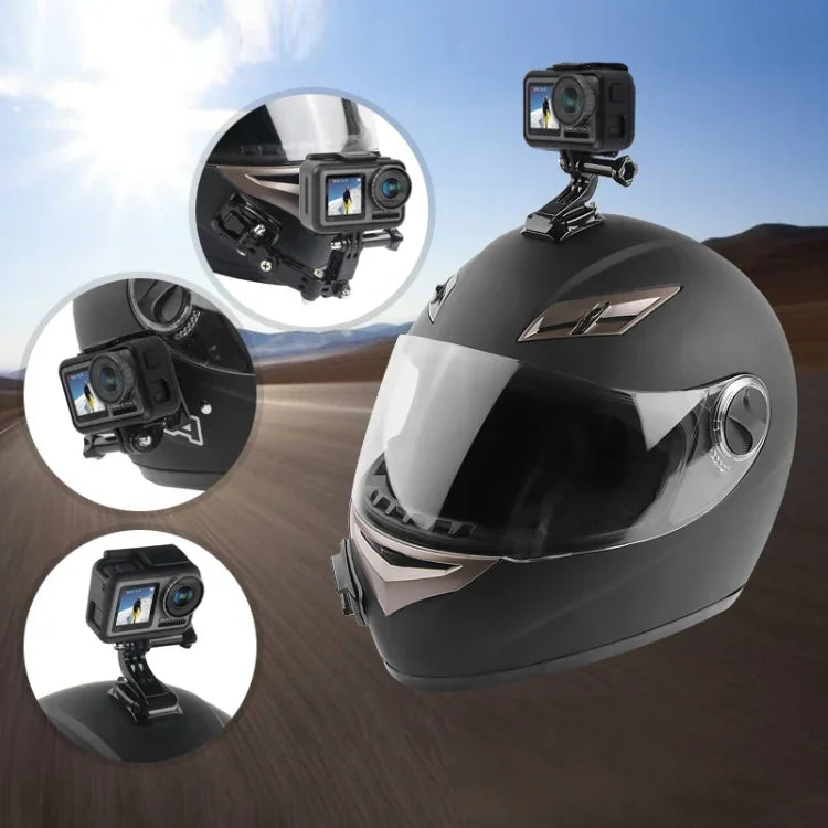 Kit de fixation adhésif multi-articulations pour casque de vélo avec boucle en J, adaptateur et vis, compatible avec GoPro, Insta360, DJI et autres caméras d'action.